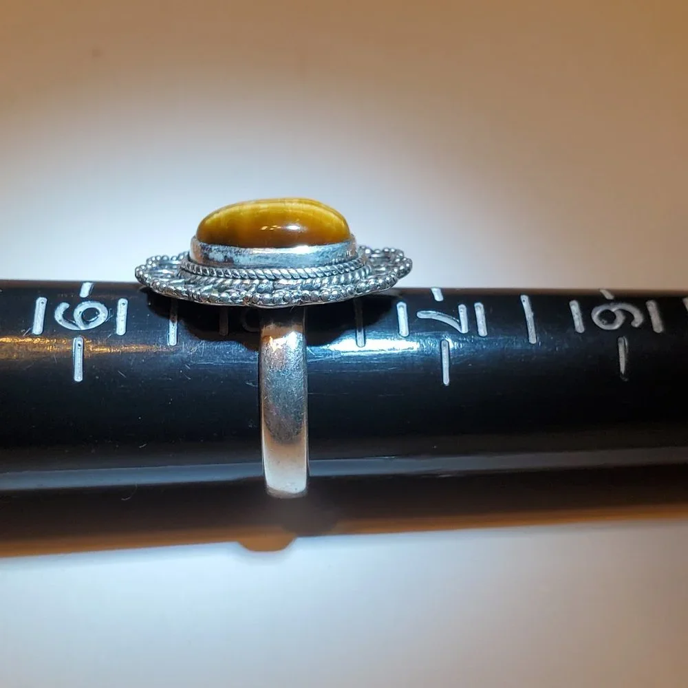 TIGER EYE STERLING SILVER  RING - Picture 6 of 8